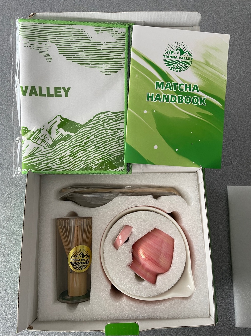 Pink Matcha 7 piece Ceramic Tea Set with Bamboo Whisk